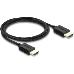 Delock Koaxiales High Speed HDMI Kabel 8K 60 Hz 48 Gbps mit Geflechtmantel 1m (1 m), Videokabel, Schwarz