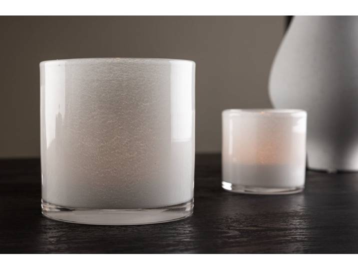 Laterne Eddie - Laterne aus Glas in verschiedenen Farben - Weiß - Luxusbetten24