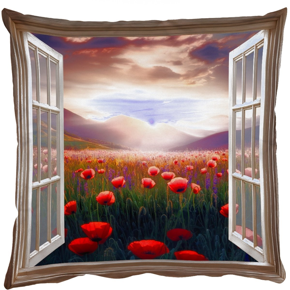 PillowMonkey Sierkussen Klaprozen Bloemen Rood 50 x 50 cm