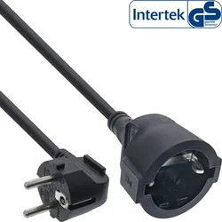 InLine Strom-Verlängerung Schutzkontakt Stecker gewinkelt / Buchse, schwarz, 1m