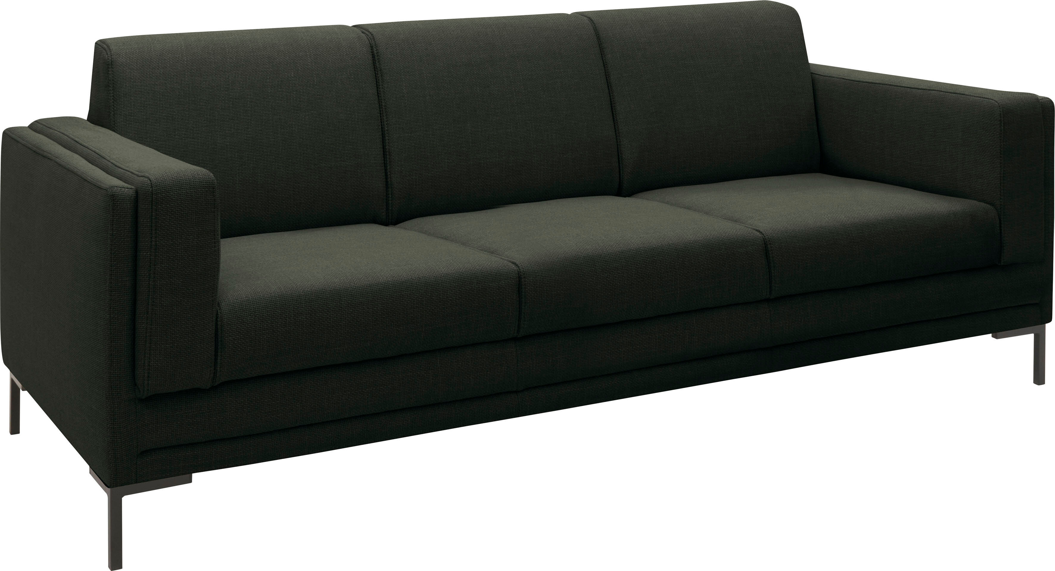 3-Sitzer "LOOKS VII", grün (dunkelgrün), B:210cm H:82cm T:90cm, 100% Polyester, LOOKS BY WOLFGANG JOOP, Sofas, 3-Sitzer, klare Linien, edles Design