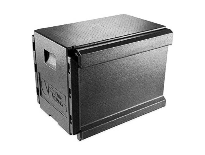 thermohauser EPP-Thermobox Combi Junior GN 1/1 für 70 Liter - 63 x 50 x 50 cm - Fronteinschub mit 10 Einschubleisten und 1 Trennsteg zum Transport von GN-Tabletts, Schwarz