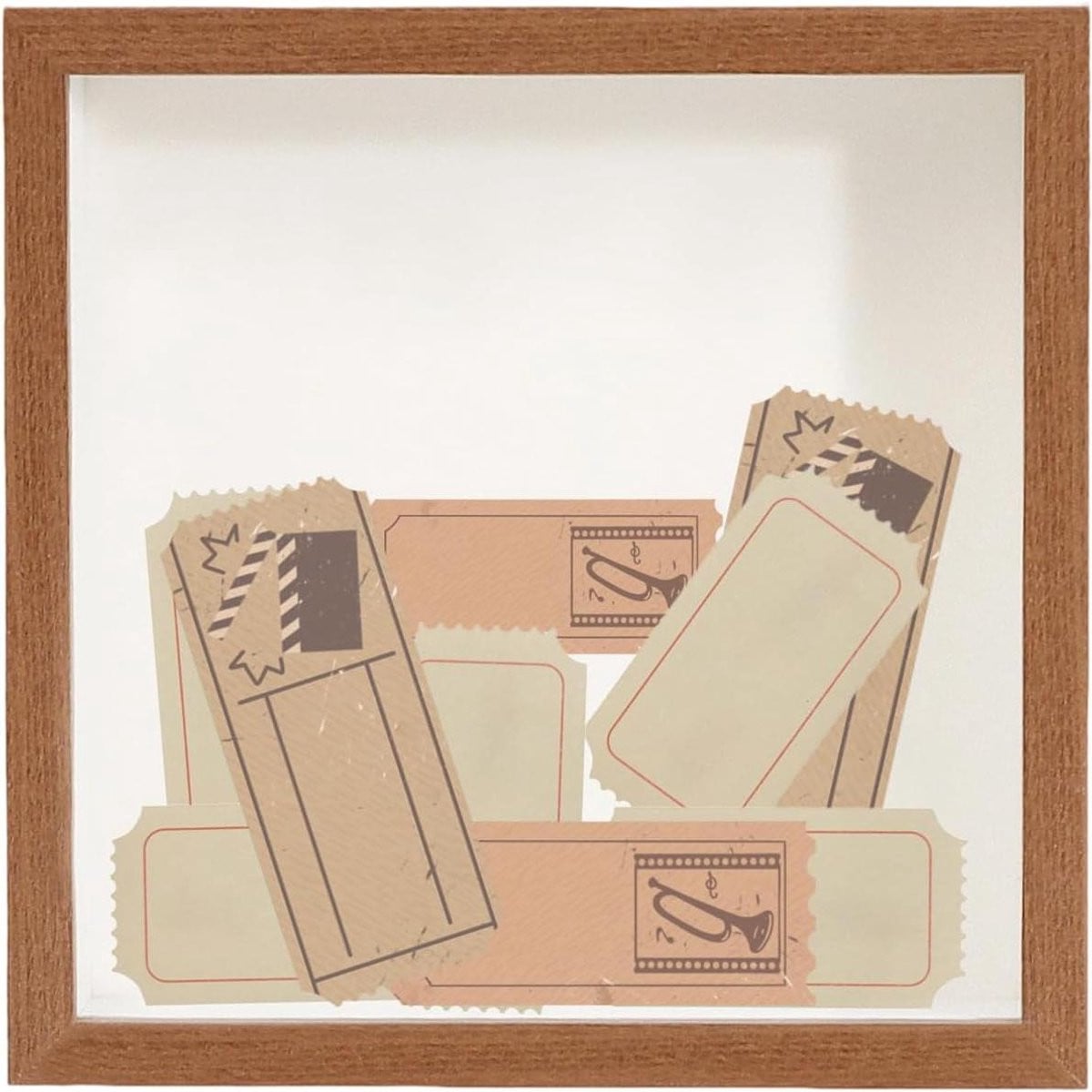 Herinneringsbox Wandmontage Fotolijst Display in Donker Walnoot met 3D-weergave