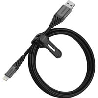 USB 2.0 Adapterkabel, USB-A Stecker > Lightning Stecker schwarz, 1 Meter, gesleevt
