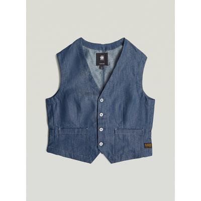 Jeansweste G-STAR "Summer Weste", Damen, Gr. S, blau (raw denim), Obermaterial: 82% Baumwolle, 18% Polyester, Westen