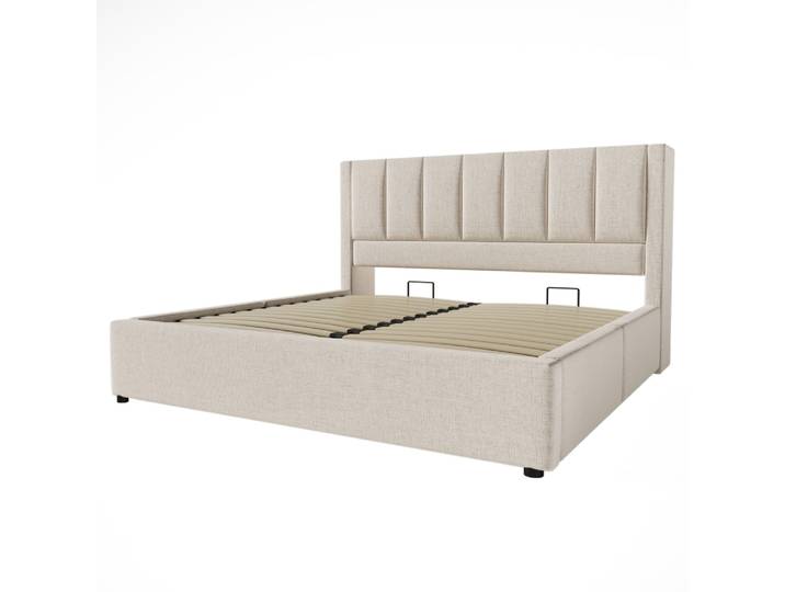 Lit en lin beige 90x200 cm