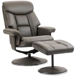 HOMCOM HOMCOM Relaxsessel mit Hocker, Fernsehsessel mit Liegefunktion Wippfunktion Grau