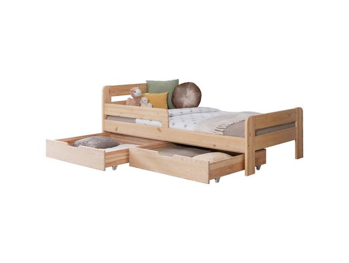 Livetastic Stauraumbett, Natur, Holz, Kiefer,Birke, massiv,Schichtholz, 2 Schublade(n) Schubladen, Höhe ca. 18 cm, 100x200 cm, für Rollrost geeignet, mit Schubkästen, in verschiedenen Größen erhältlich, Schlafzimmer, Betten, Stauraumbetten