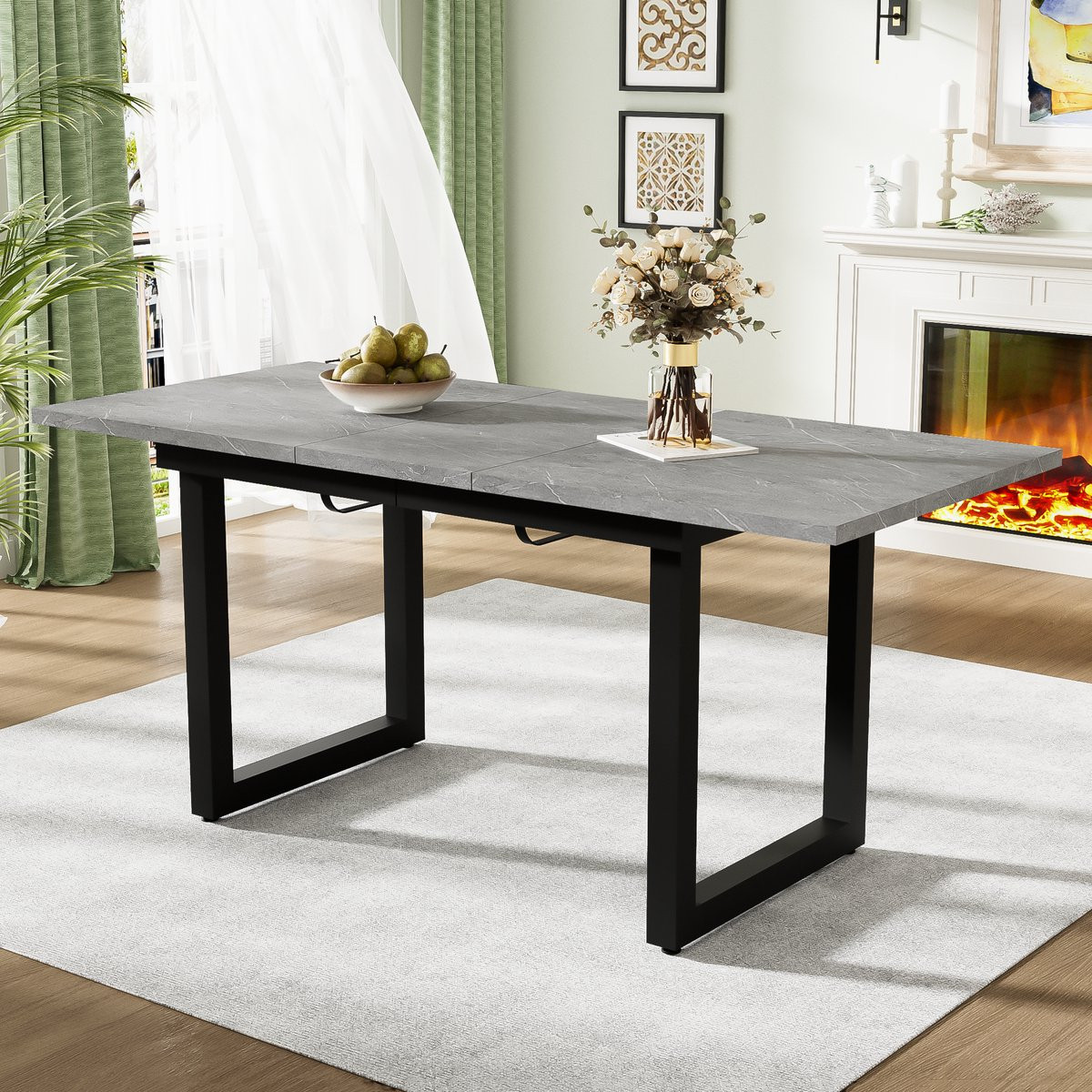 MODFU Uitschuifbare Eettafel - Rechthoekig - Grijs en Zwart