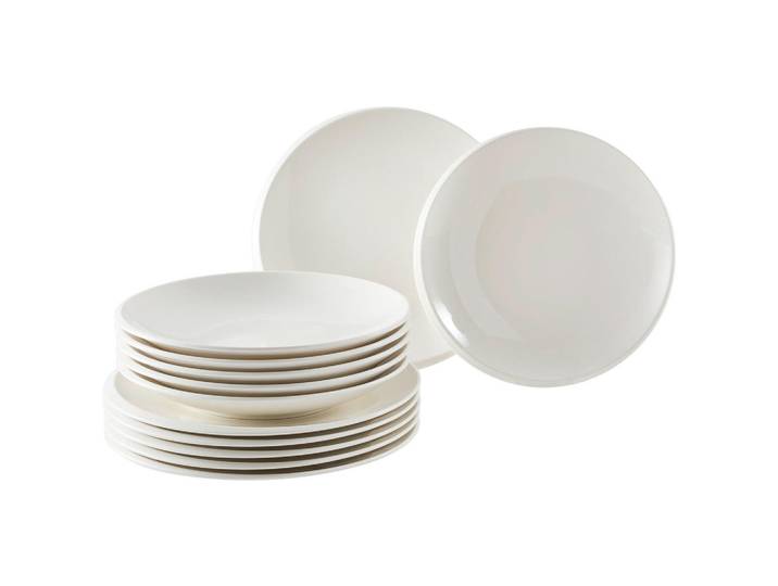 Villeroy & Boch Tafelservice New Moon, Weiß, Keramik, 12-teilig, Essen & Trinken, Geschirr, Geschirr-Sets, Tafelservice