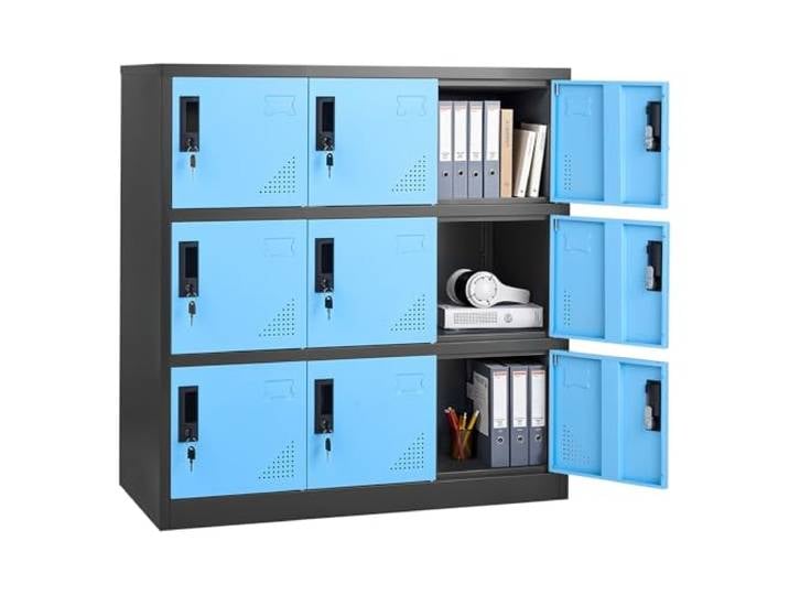 VEVOR Armoire à Casier Métallique 9 Portes\, Casier Consigne en Acier Verrouillable\, Vestiaire Consigne pour Employés Bureau École Gym Magasin\, Capacité de Charge 29\,9 kg par Niveaux\, 2 Clés par Porte
