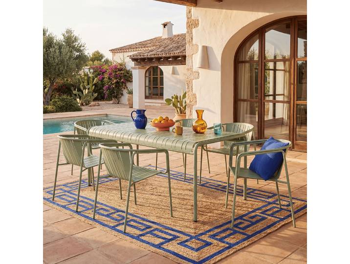 HABITAT - Table à manger de jardin en acier - 180 x 100 cm - Vert pistache - Azur