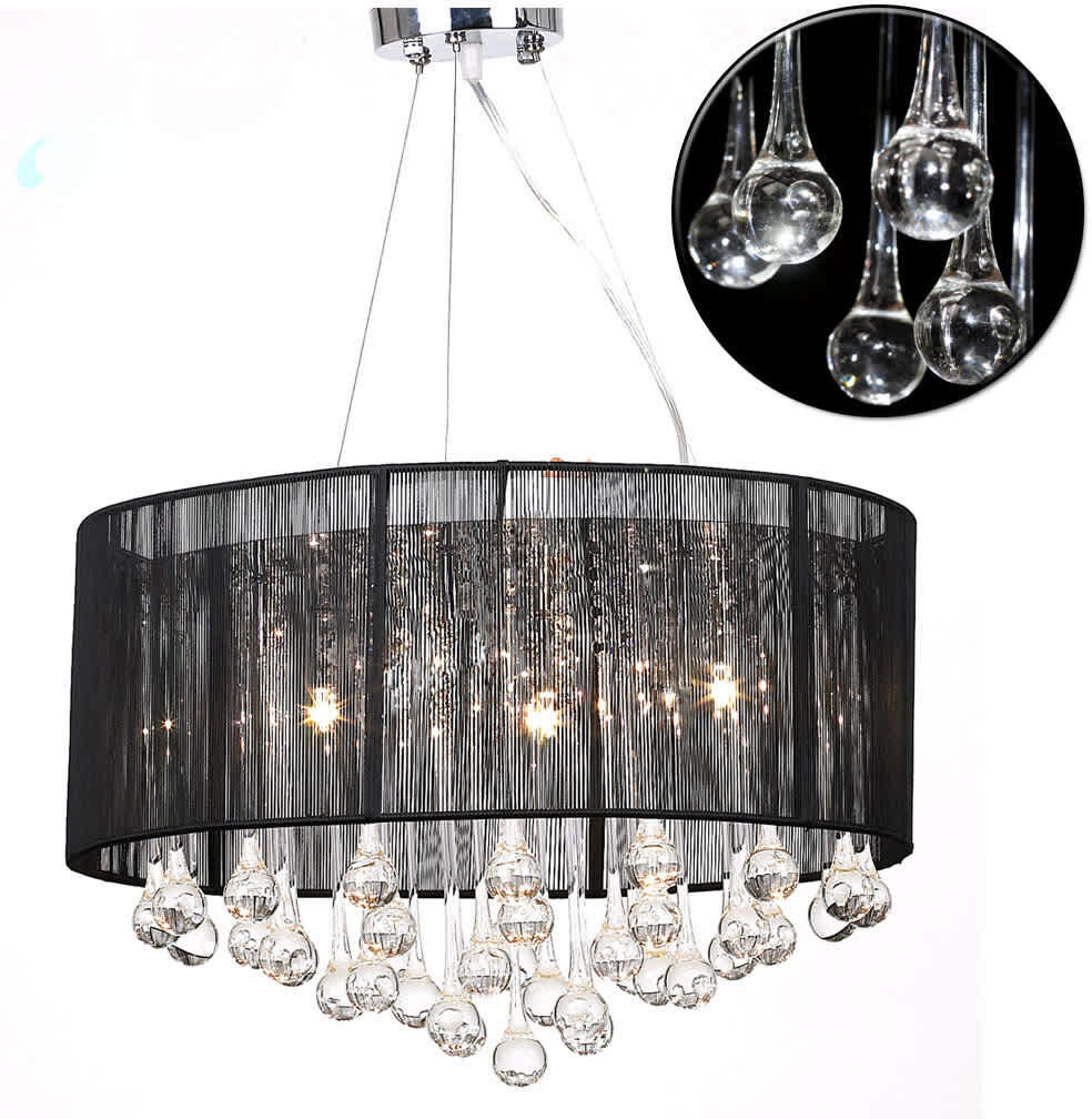 vidaXL Lustre avec 85 cristaux Noir