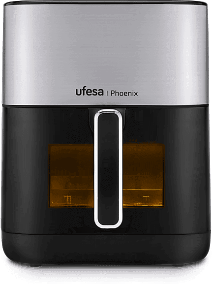 Freidora de aire - Ufesa Phoenix, 1800 W, 6 l, 10 programas, Temporizador hasta 60 min, Función vapor, Negro