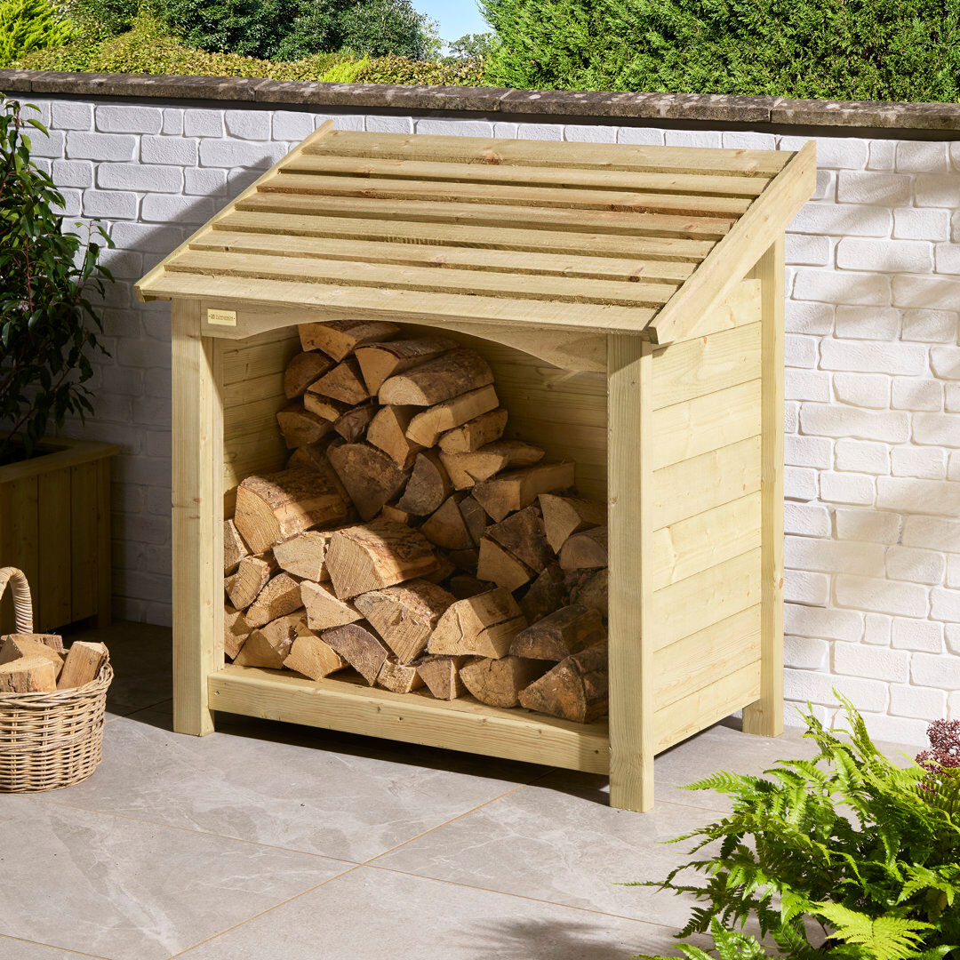 Brambly Cottage 91.5cm W x 71cm D Wood Log Store Brown 120cm H X 91.5cm W X 71cm D