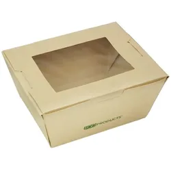 MONOUSO - SnackBox Bambus-Karton Kraft mit Sichtfenster 11,5x9x6,5cm 700ml (200 Stück)