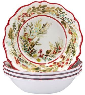 "Certified International Christmas Gatherings 8.5"" Melamine All Purpose Bowls, Set of 4 - 8.25"" Diameter x 2"""