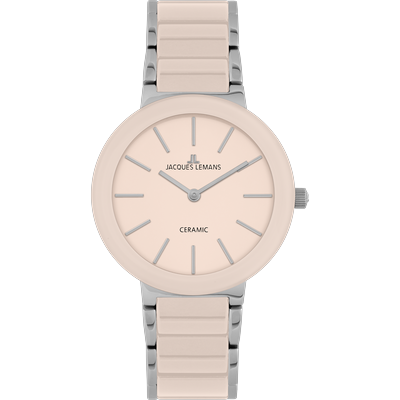 Keramikuhr JACQUES LEMANS "Monaco", rosa, Armbanduhren, Damen, Quarzuhr, Armbanduhr, Damenuhr, analog
