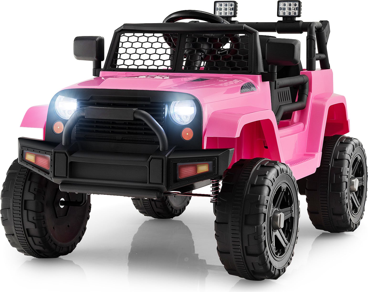 Costway Elektrische Kinderauto 12V met Afstandsbediening en Muziek - Roze