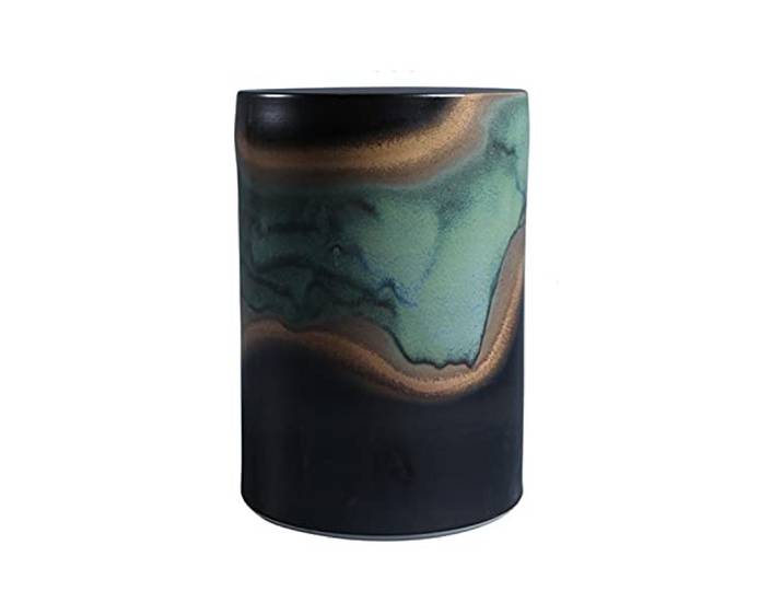 CXVHsertWR Keramikhocker, Retro-Porzellanpfeiler, Neue chinesische Trommelhocker(A Cyan)