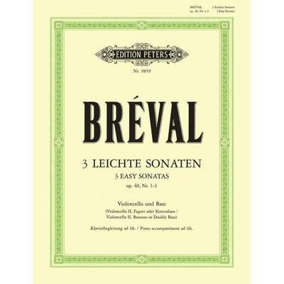 Bréval, J: 3 Easy Sonatas for Cello and Bass Instrument (Pia -
