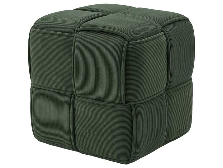 CLP Sitzwürfel eckig 40/40/40 cm Cord Dunkelgrün, Kunststoff, Rechteckig, 40x40x40 cm, Wohnzimmer, Sessel, Hocker, Sitzwürfel