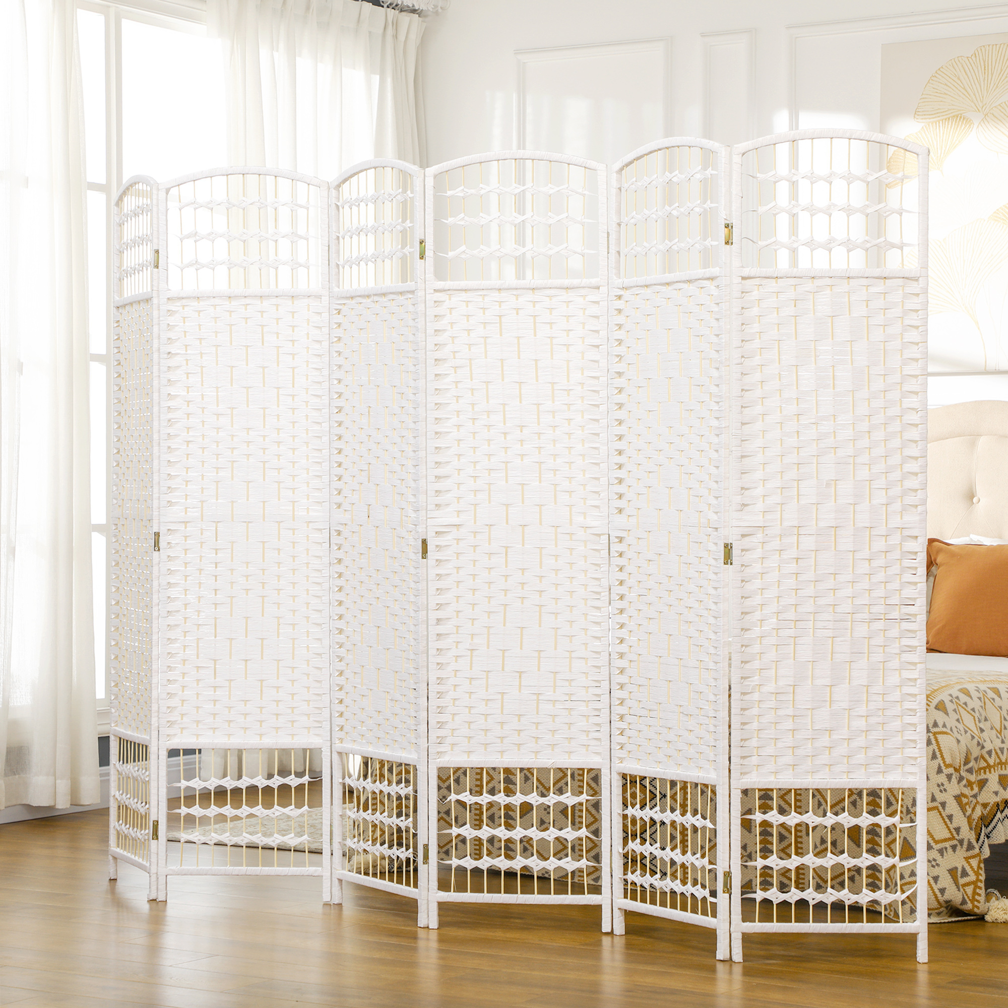 Homcom Paravento da Interno a 6 Pannelli Pieghevole 240x170 cm Bianco   Aosom Italy