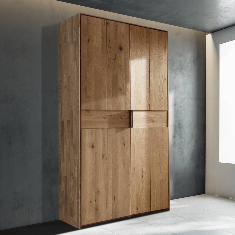 Pharao24.de Drehtürenschrank Holzschrank massiv 104 cm breit in Wildeichefarben