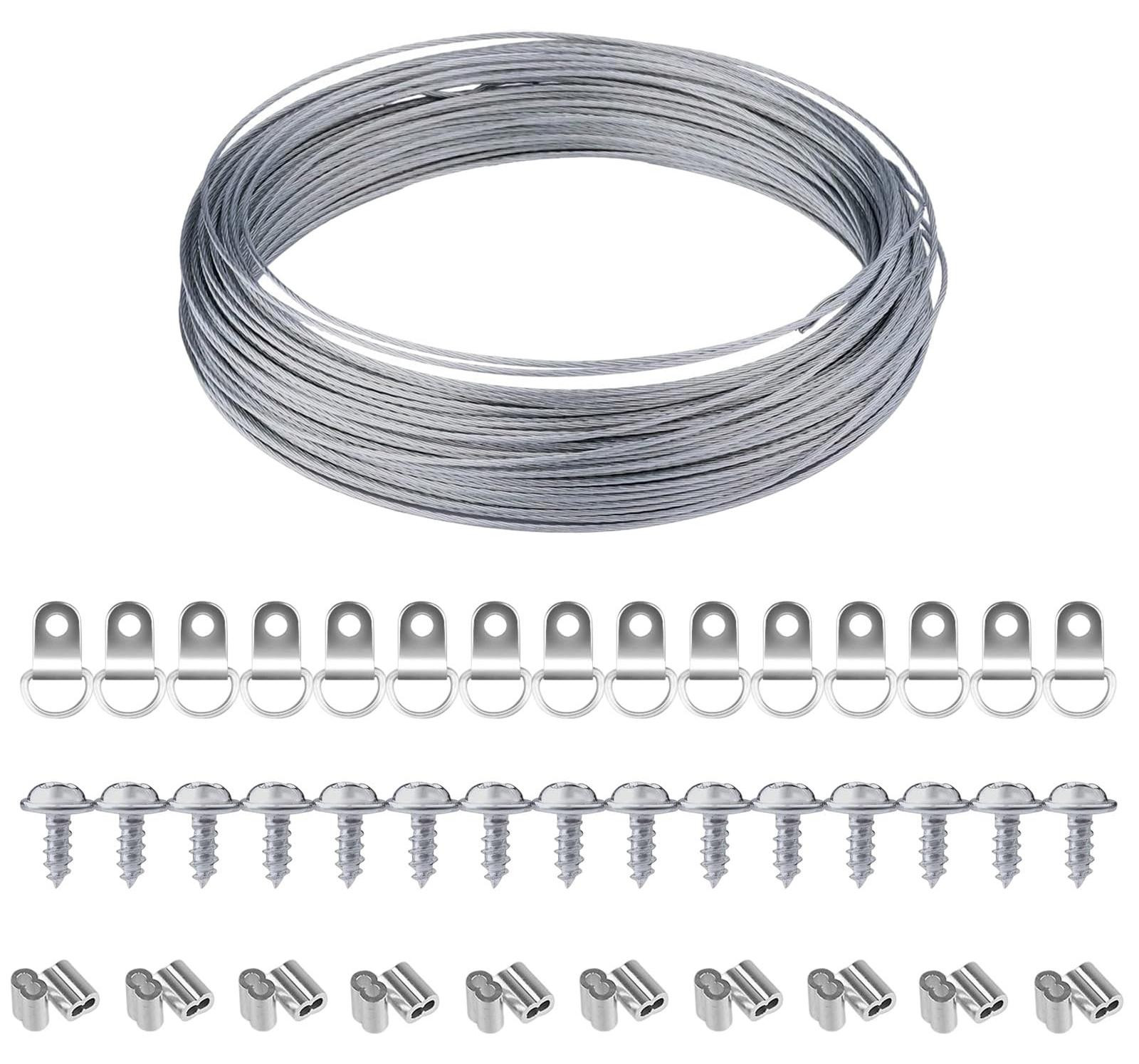 Selius Picture Hanging Kit met D-ring, ophangdraad en aluminium krimpkous