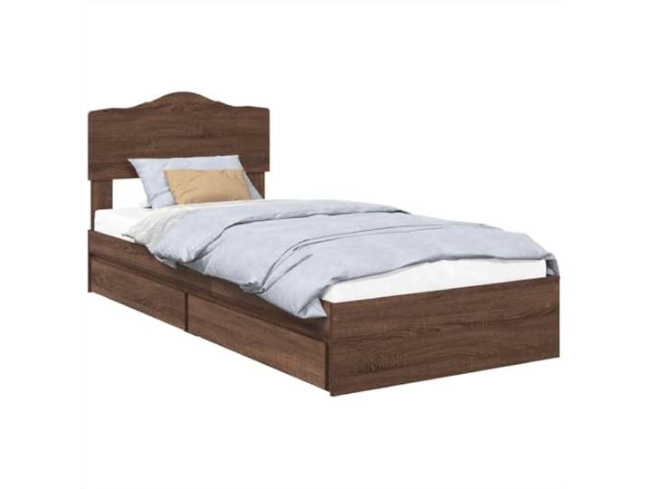 PUGYNBK Bett mit Schublade, Eiche, Braun, 70 x 190 cm Premium-Holz, ausziehbare Schubladen, minimalistisches Design, platzsparend