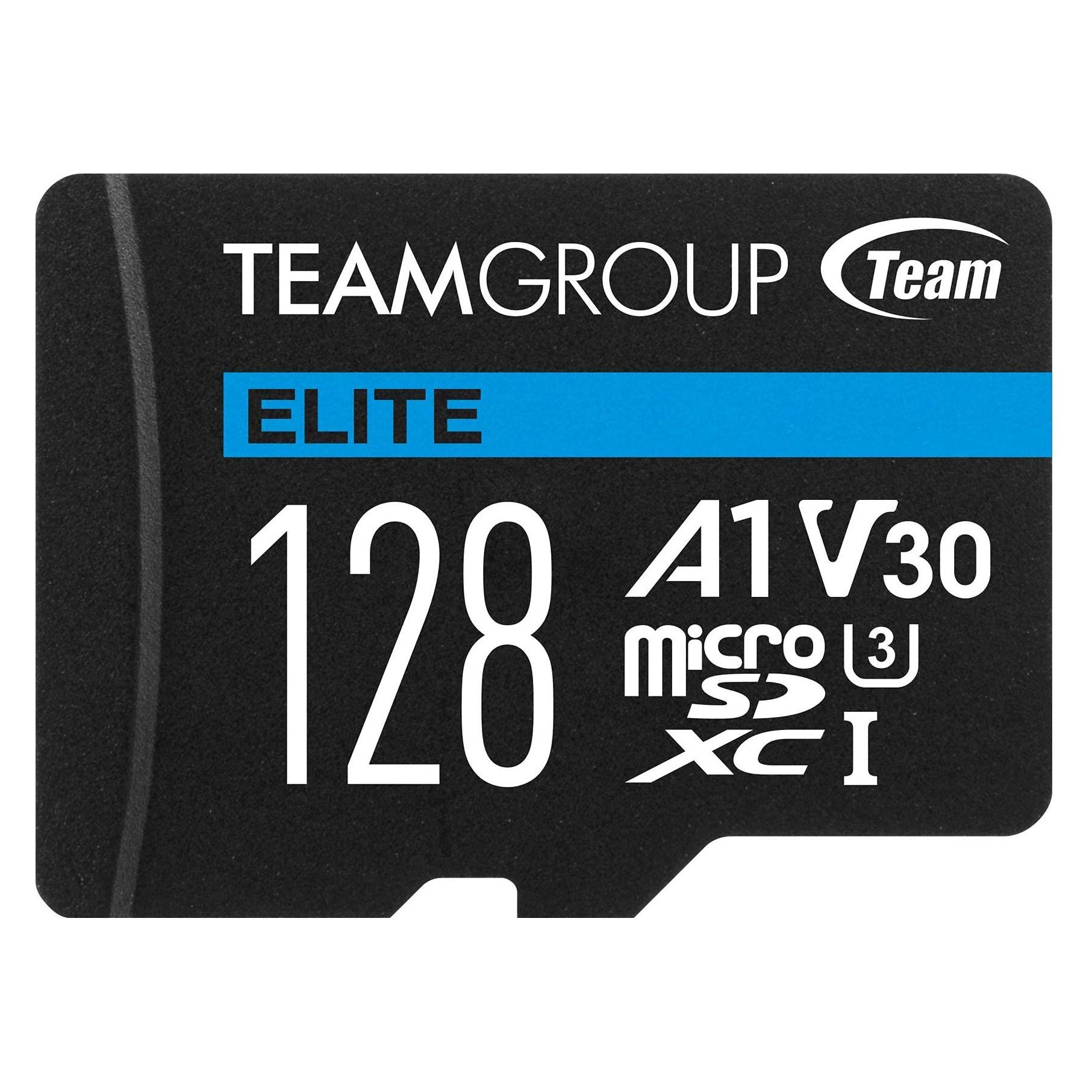Team Group Team ELITE A1 - Flash-Speicherkarte (SD-Adapter inbegriffen) (128 GB, microSDXC, U3, UHS-I) (TEAUSDX128GIV30A103)