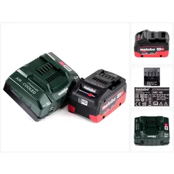 Metabo, Werkzeugakku + Ladegerät, Akku Basis Set 18V mit 1x Akku LiHD 5,5Ah ( 625368000 ) + Ladegerät ASC 145 ( 627378000 ) (18 V)