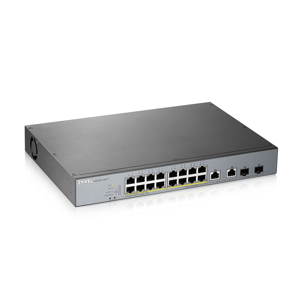 ZyXEL GS1350-18HP Gigabit Smart Switch, 16x RJ-45, 2x RJ-45/SFP, PoLRE/PoE+ GS1350-18HP-EU0101F
