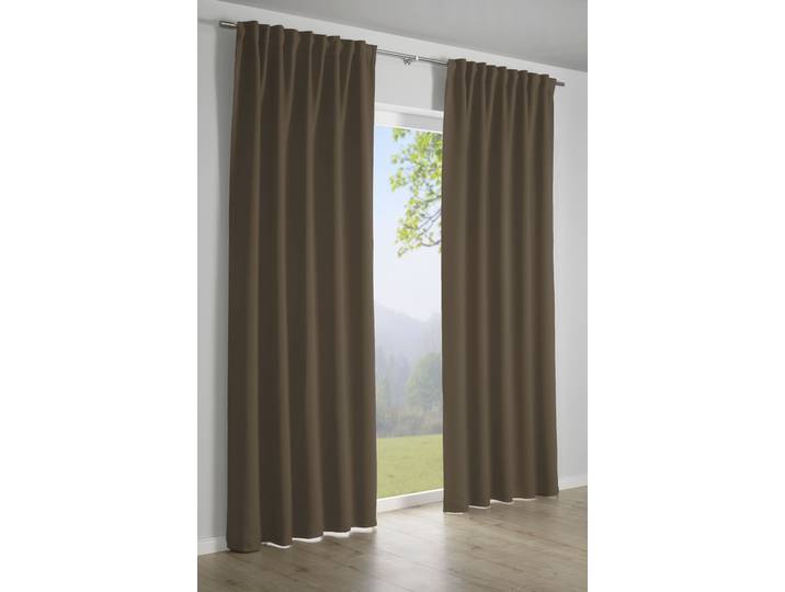 Gardine SEHLBACH Schal Dimout Uni Gr. 2, braun, B:140cm H:245cm, Polyester, Gardinen, Gardine, mit Gardinenband und verdeckten Schlaufen