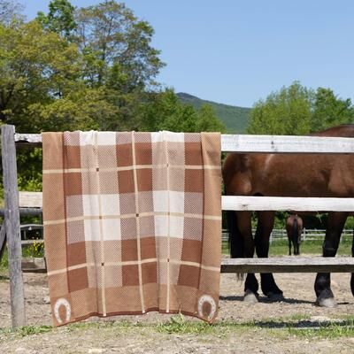 In2Green Country Equestrian Plaid Knit Throw