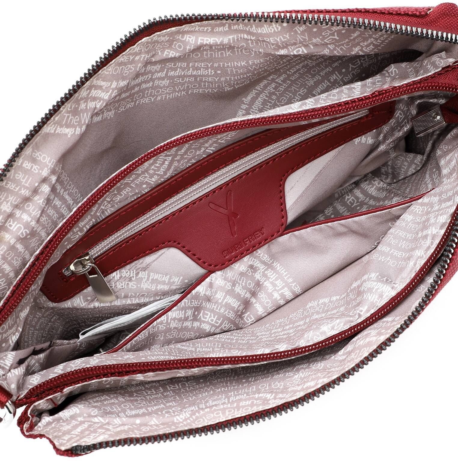 Umhängetasche SURI FREY "Umhängetasche SFY SURI Sports Marry", Damen, Gr. B/H/T: 31cm x 22cm x 7cm, rot (schwarzwine 643), Polyester, Taschen Umhängetasche