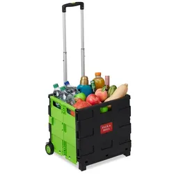 Relaxdays 2x Einkaufstrolley klappbar grün Grün,Schwarz