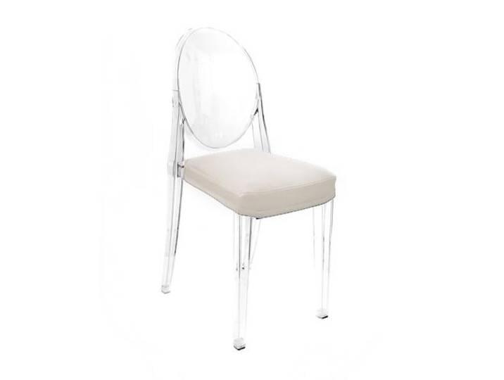 MYAREADESIGN set de 4 chaises KARTELL VICTORIA GHOST avec coussins IL CUSCINO (Ivoire cod. 02 - Eco-cuir Greta)