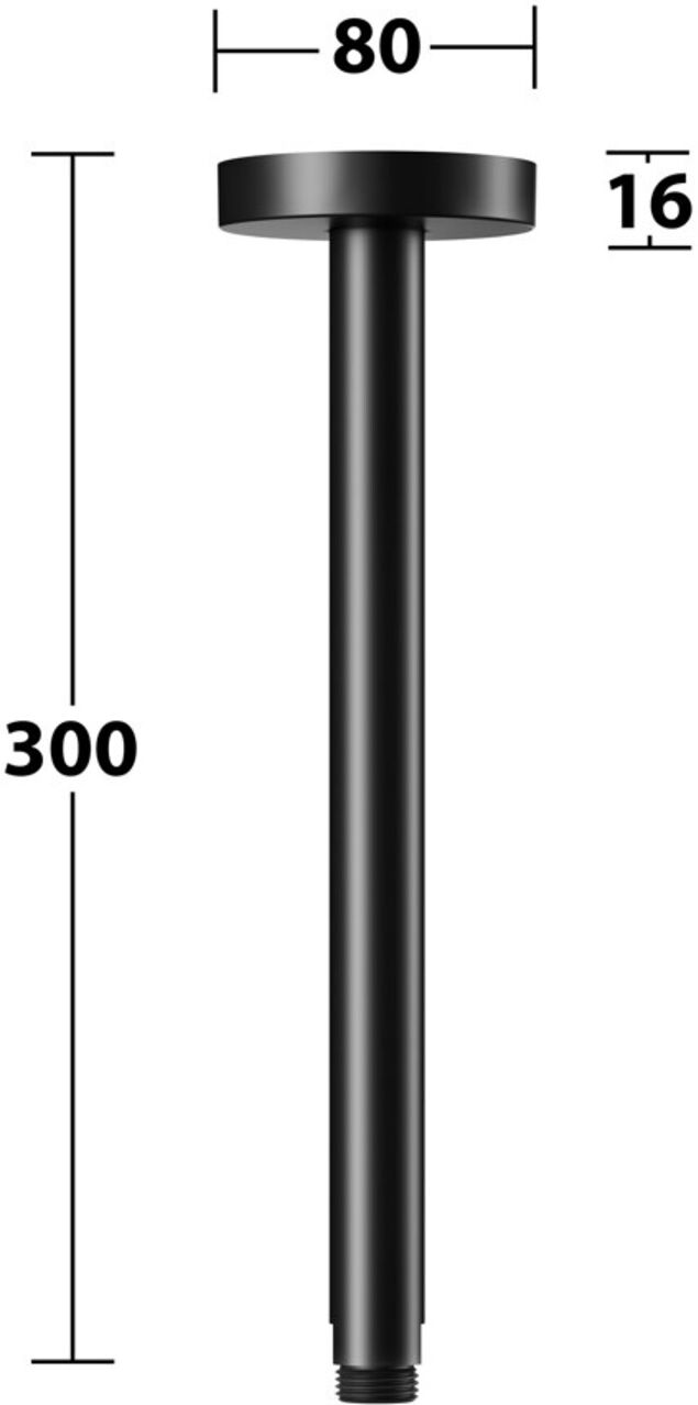Keuco Brausearm A 300mm, sw ma, Deckenanschluss, Ros. rd (51689370300)