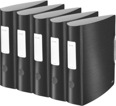 LEITZ® Ordner Active Style, DIN A4, Rückenbreite 82 mm, 5 Stück, satin schwarz