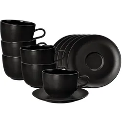 Seltmann, Tasse, Liberty Velvet Black Milchkaffeetassen mit Untertassen (400 ml, 6x)