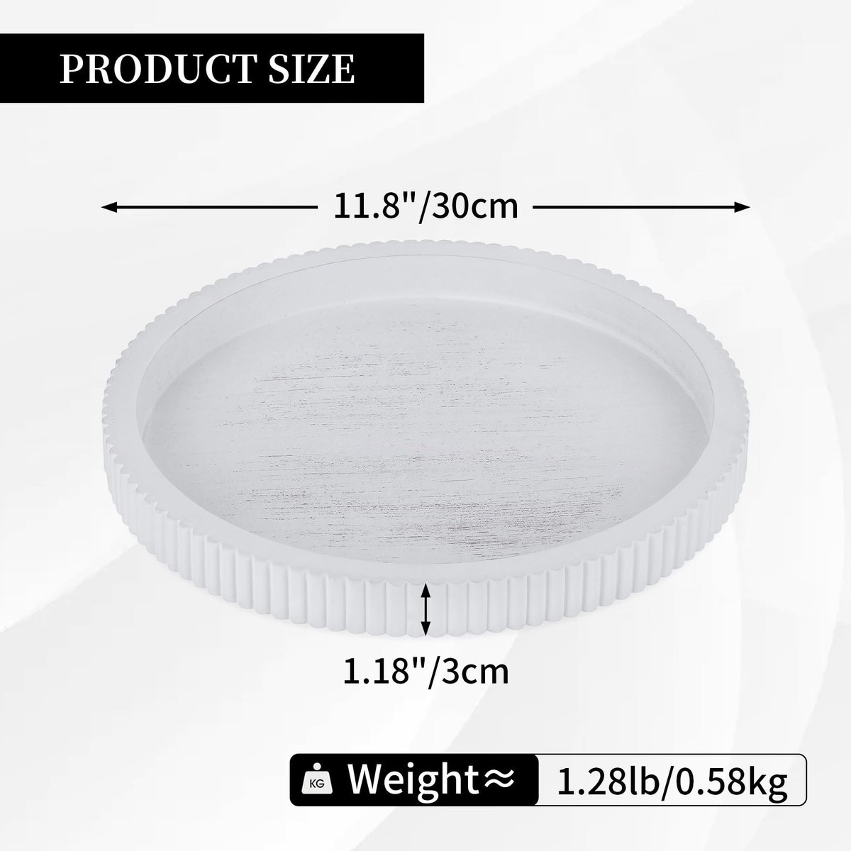 Omgoods Rond Houten Dienblad met Antislip - Shabby Chic Decoratiedienblad - Diameter: 30 cm
