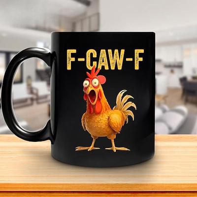 f-caw-f lustige Huhn Becher humorvolle Hahn Kaffeetasse Gag Weihnachtsgeschenk für Freunde Keramik-Teetasse für die Familie, für Büro, Küche, Geburtstag, Weihnachten oder als lustige Geschenkidee