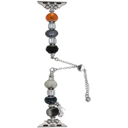 Neue Armbanduhr GlacierX Slider Clasp Beaded Charm Bracelet Space Glow für Apple Watch 38/40/41mm Silber-Schwarz