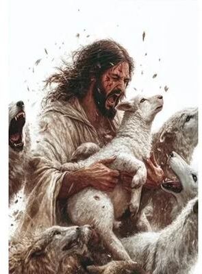 Uplift Essentials Sacred Heart & Holy Shepherd Canvas Art   Religious Belief Wall Decor style 1 20 X 28 In