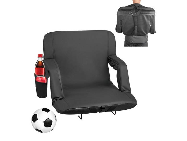 Siège de stade VEVOR Coussin de siège avec 6 angles réglables\, siège de stade rembourré (584\,2 mm de large) avec accoudoir & dossier & porte-boisson\, siège de tribune pour pique-nique Sports de plage Gaming