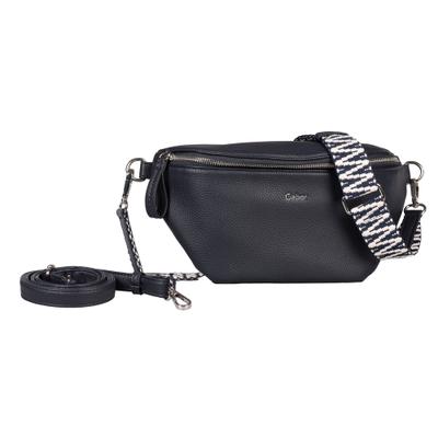 Bauchtasche GABOR "Silena", Damen, Gr. B/H/T: 30cm x 15,5cm x 9,5cm, blau, Polyurethan, clean, gepflegt, geprägtes Muster, unifarben, Taschen, hochwertig gewebte Gurtband und ein filigranes Logo