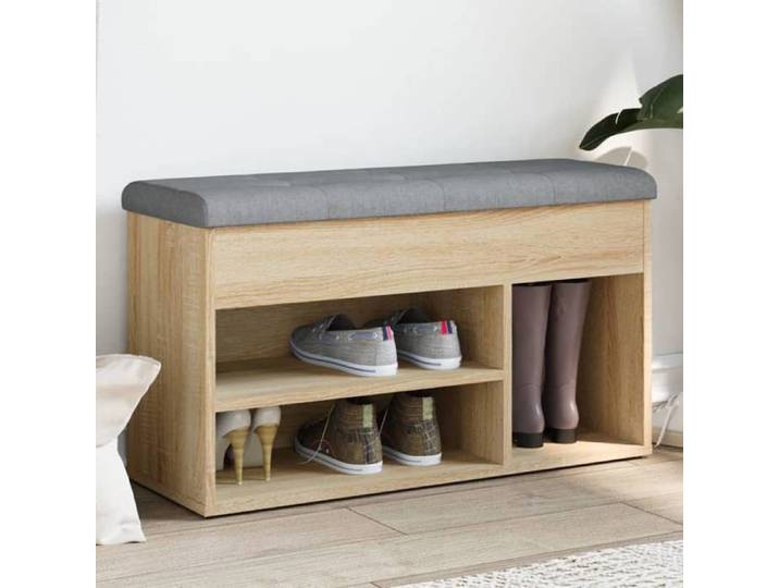 Banc à Chaussures Meuble de Rangement avec Coussin Banc de Couloir avec Étagère Entrée Salon Intérieur Moderne 835028