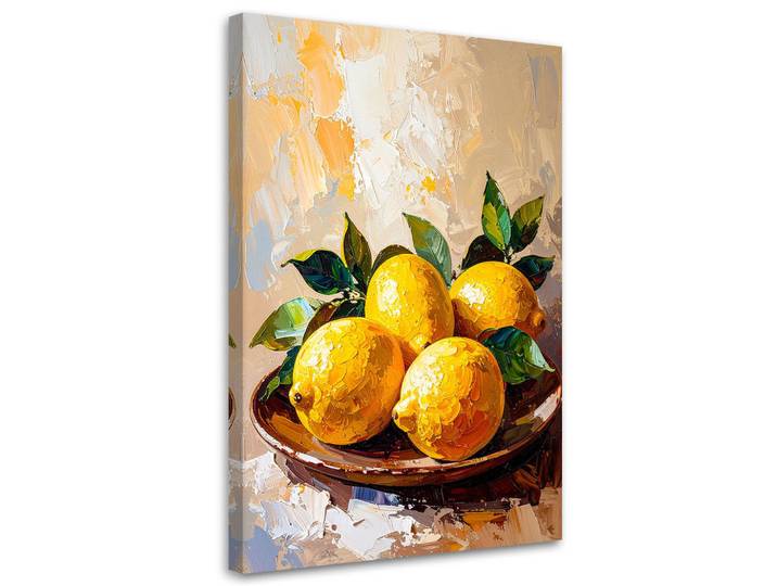 Feeby Leinwandbild Zitronen Obst 80x120cm, Beige, Essen/Getränk, Rechteckig, 80x120 cm, Bilder & Rahmen, Bilder, Leinwandbilder