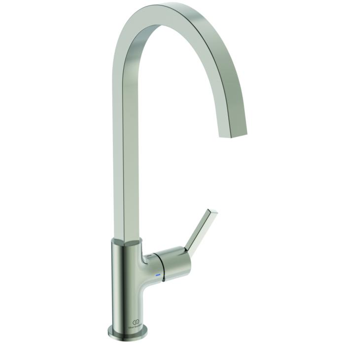 Ideal Standard Gusto Küchenarmatur BD411GN silver storm, mit hohem eckigen Rohrauslauf